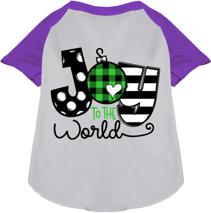 Purple Joy to the World pet raglan shirt