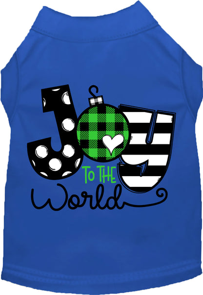 Blue Joy to the World pet shirt with festive design