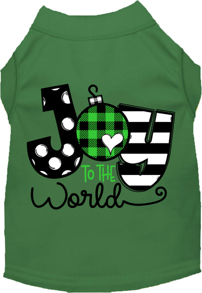 Green Joy to the World pet shirt with festive design