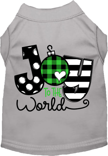 Gray Joy to the World pet shirt with festive design