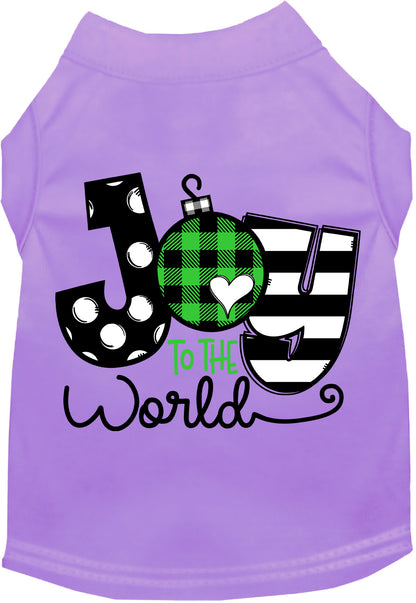 Lavender Joy to the World pet shirt with festive design