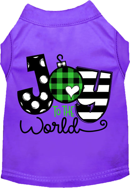 Purple Joy to the World pet shirt with festive design