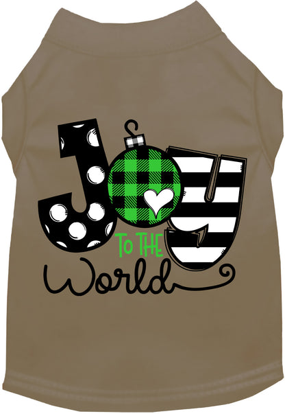 Brown Joy to the World pet shirt with festive design