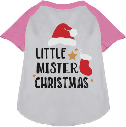 Light pink Little Mister Christmas pet raglan shirt