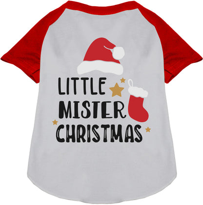 Red Little Mister Christmas pet raglan shirt