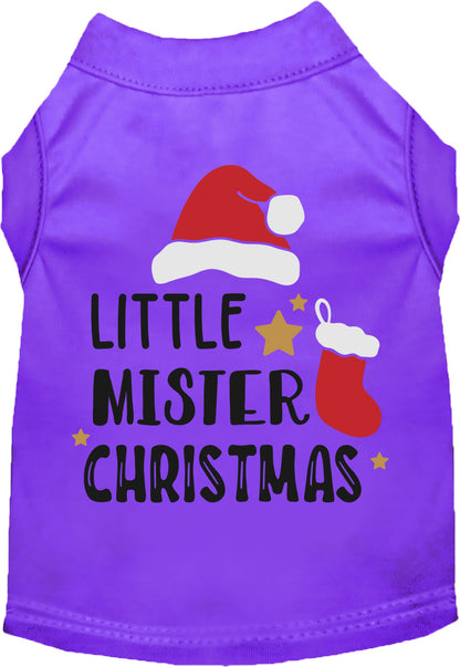 Dark purple Little Mister Christmas pet shirt with festive design