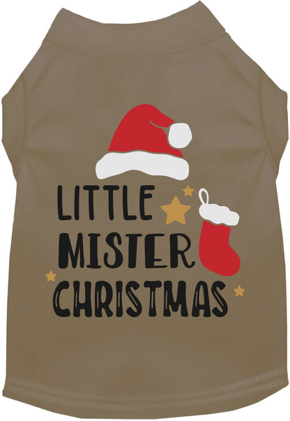 Brown Little Mister Christmas pet shirt with festive design