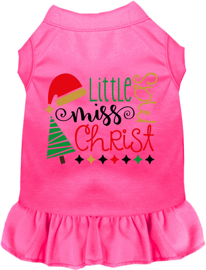 Pink Little Miss Christmas pet dress with festive design