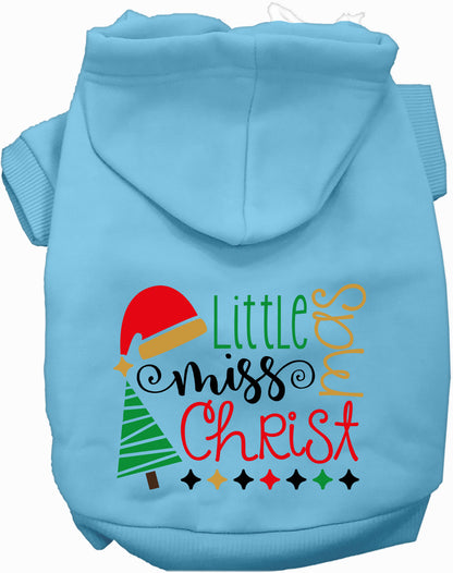 Light Blue Little Miss Christmas Pet Hoodie