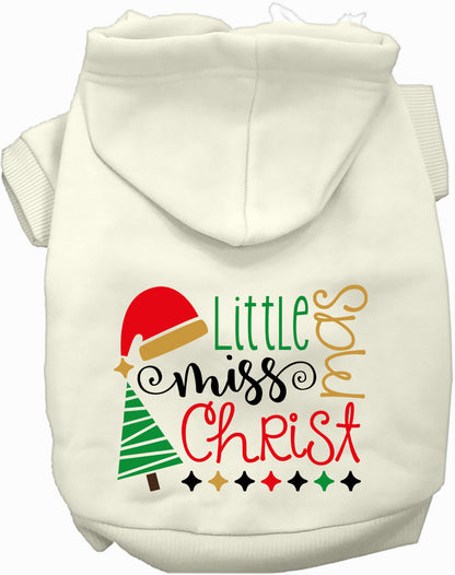 White Little Miss Christmas Pet Hoodie