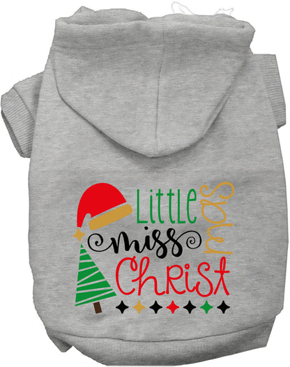 Gray Little Miss Christmas Pet Hoodie