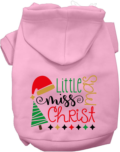 Light Pink Little Miss Christmas Pet Hoodie