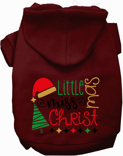 Maroon Little Miss Christmas Pet Hoodie