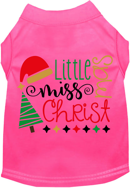 Pink Little Miss Christmas pet shirt with festive design