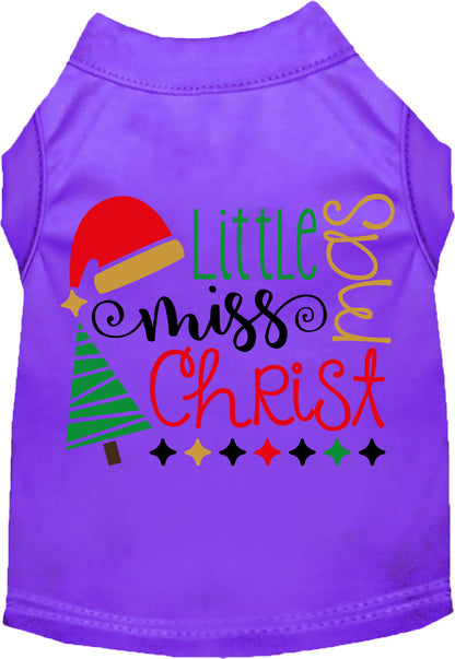 Purple Little Miss Christmas pet shirt with festive design