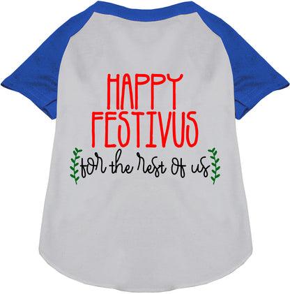 Blue Happy Festivus Pet Raglan Shirt