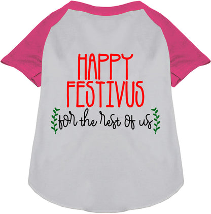 Pink Happy Festivus Pet Raglan Shirt