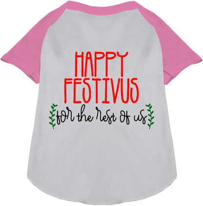 Light Pink Happy Festivus Pet Raglan Shirt