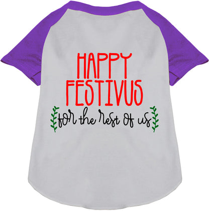 Purple Happy Festivus Pet Raglan Shirt