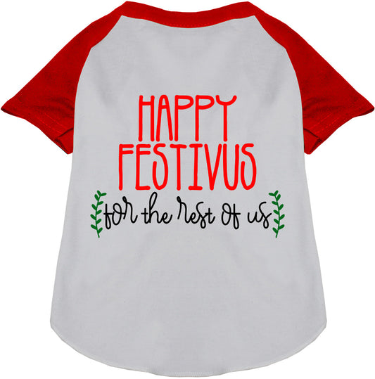 Red Happy Festivus Pet Raglan Shirt