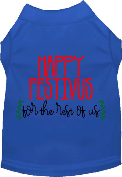 Blue Happy Festivus pet shirt with festive design