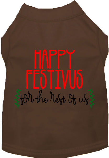 Brown Happy Festivus pet shirt with festive design