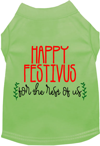 Green Happy Festivus pet shirt with festive design