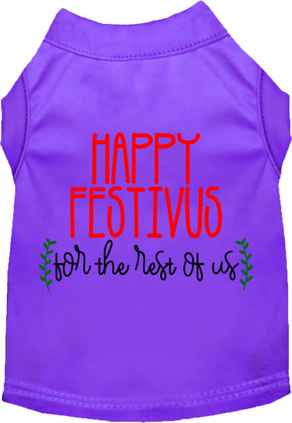 Purple Happy Festivus pet shirt with festive design