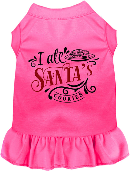 Hot pink pet dress with 'I Ate Santa's Cookies' design