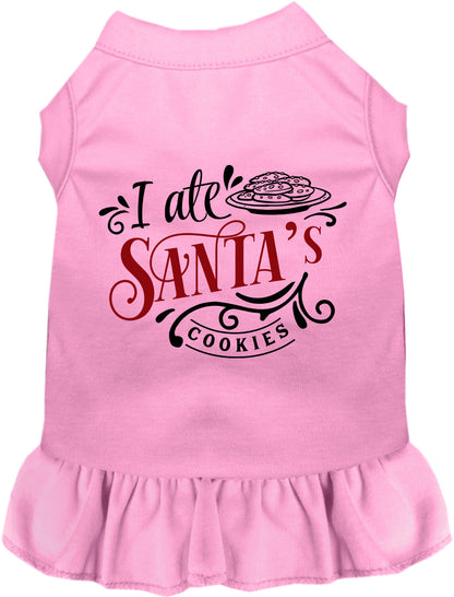 Pink pet dress with 'I Ate Santa's Cookies' design