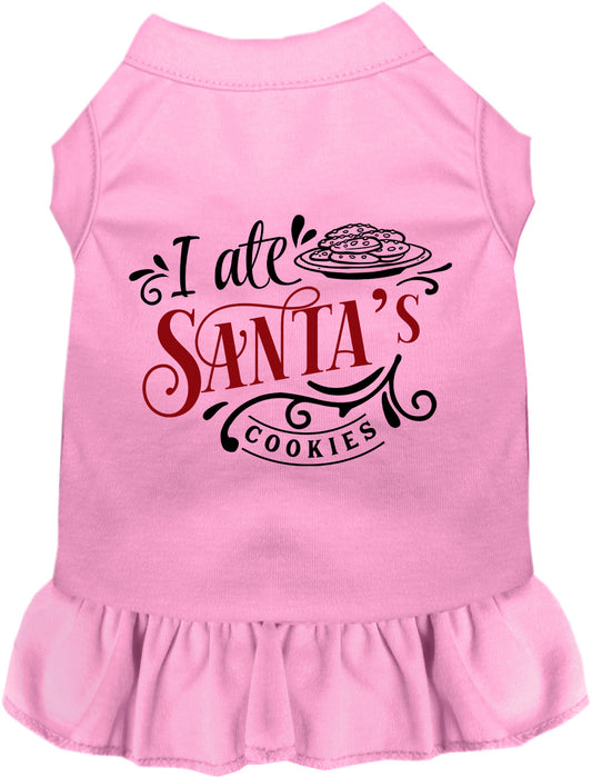 Pink pet dress with 'I Ate Santa's Cookies' design