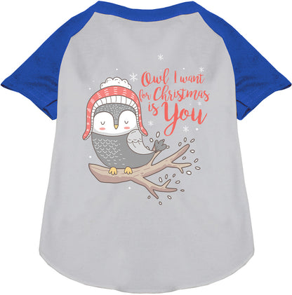 Owl I Want For Christmas Pet Raglan Shirt