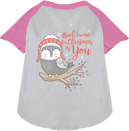 Owl I Want For Christmas Pet Raglan Shirt