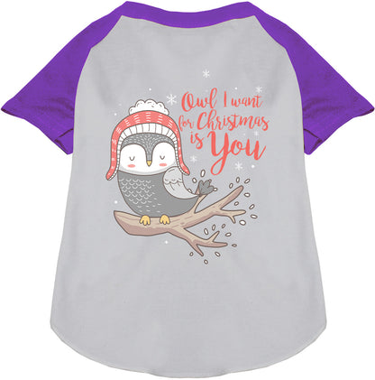 Owl I Want For Christmas Pet Raglan Shirt