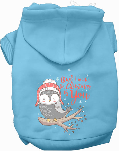 Owl I Want For Christmas Pet Hoodie