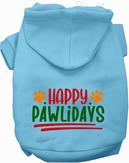 Blue Happy Pawlidays Pet Hoodie for dogs