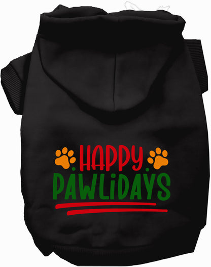 Black Happy Pawlidays Pet Hoodie for dogs