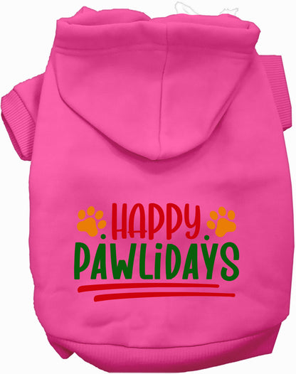 Pink Happy Pawlidays Pet Hoodie for dogs