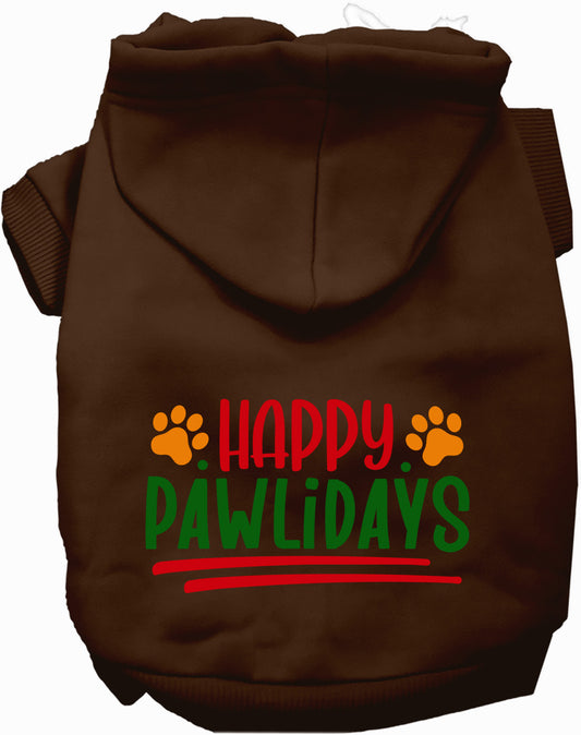 Brown Happy Pawlidays Pet Hoodie for dogs