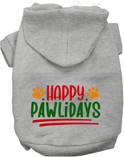 Gray Happy Pawlidays Pet Hoodie for dogs