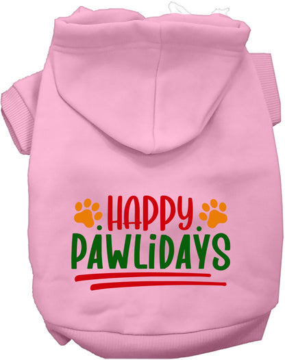 Light pink Happy Pawlidays Pet Hoodie for dogs