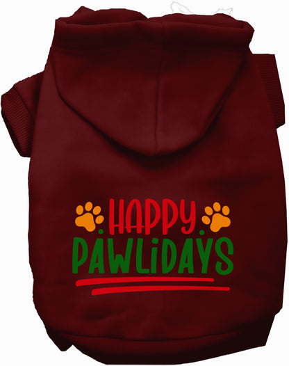 Maroon Happy Pawlidays Pet Hoodie for dogs