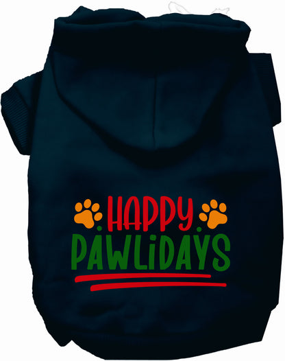 Navy Happy Pawlidays Pet Hoodie for dogs