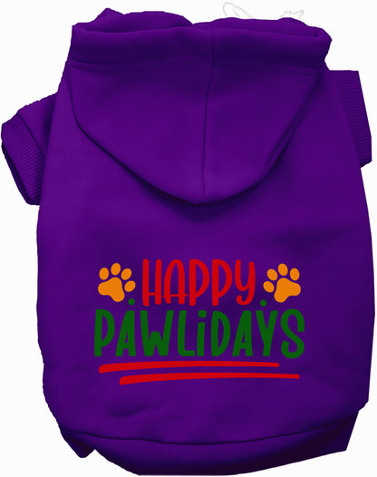 Purple Happy Pawlidays Pet Hoodie for dogs