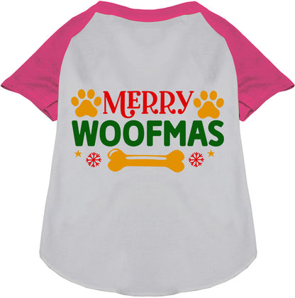 Pink Merry Woofmas pet raglan shirt