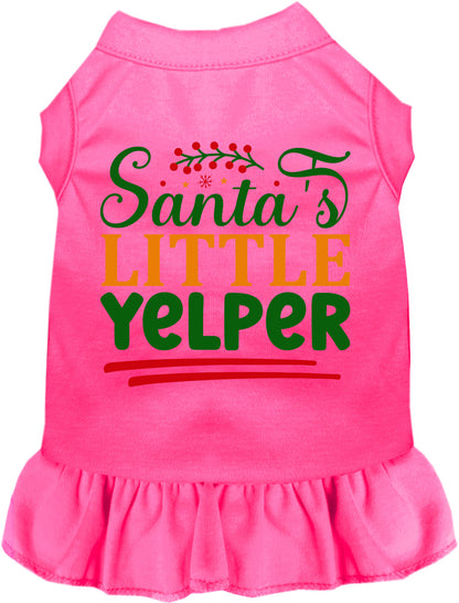 Pink Santa's Little Yelper pet dress