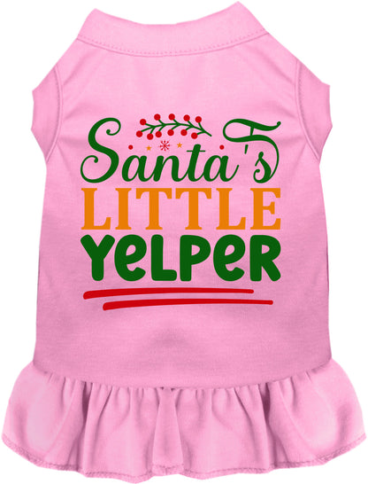 Light pink Santa's Little Yelper pet dress