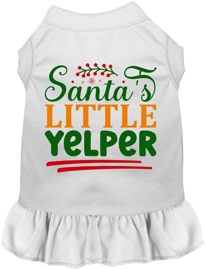 White Santa's Little Yelper pet dress