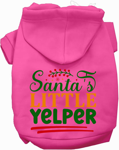 Pink Santa's Little Yelper pet hoodie