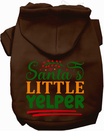 Brown Santa's Little Yelper pet hoodie